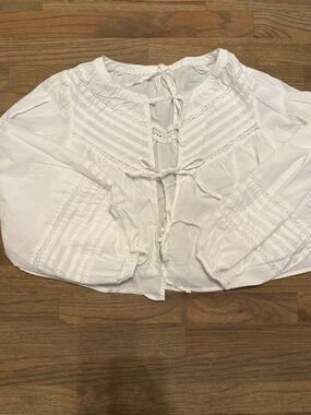 White Cotton Tie-Front Blouse-American Eagle